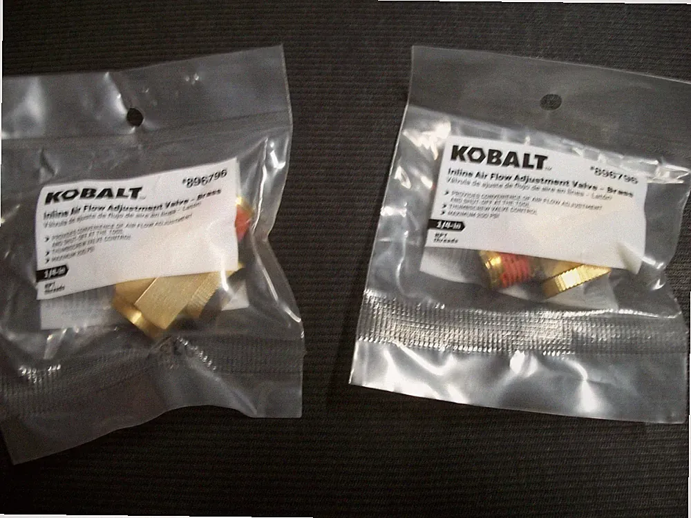 (2) NEW KOBALT Brass In-Line Air Flow Regulator Control Tool Valve 1/4" NPT