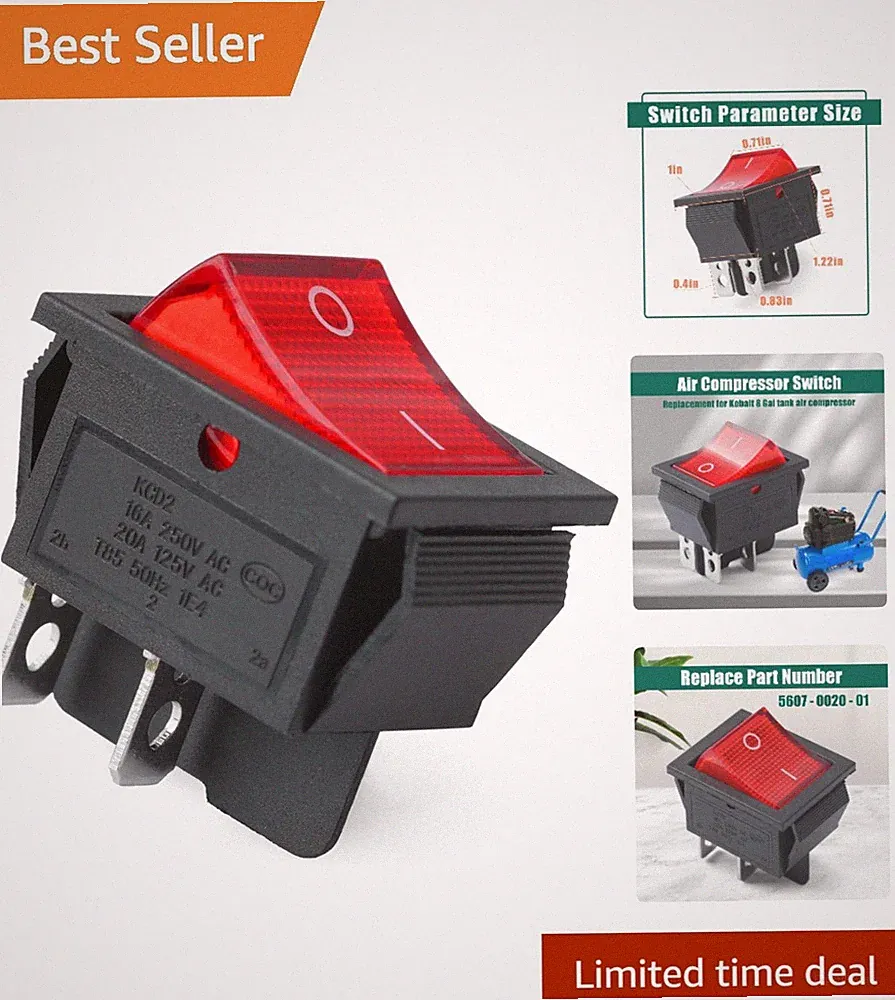 High-Performance 15/30A Air Compressor Switch - Ideal for Kobalt 8 Gal Tanks