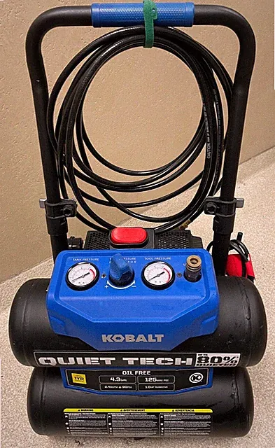 Kobalt 4.3gal 125 PSI Quiet Tech Air Compressor w/ Numax pin nailer